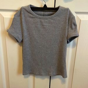 Womens Arizona Ribbed Grey Crop Top